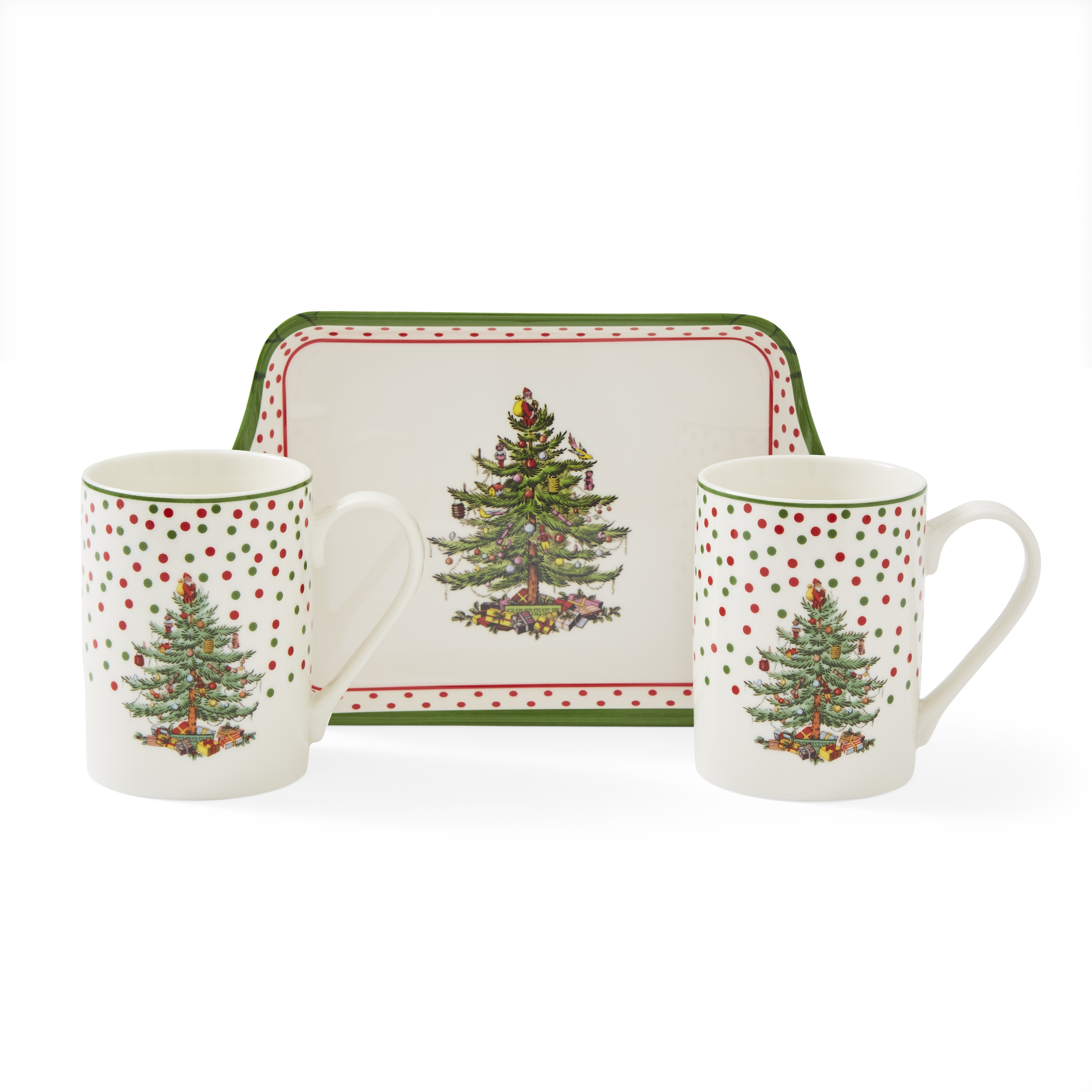 Christmas Tree Polka Dot Mug & Tray Set image number null